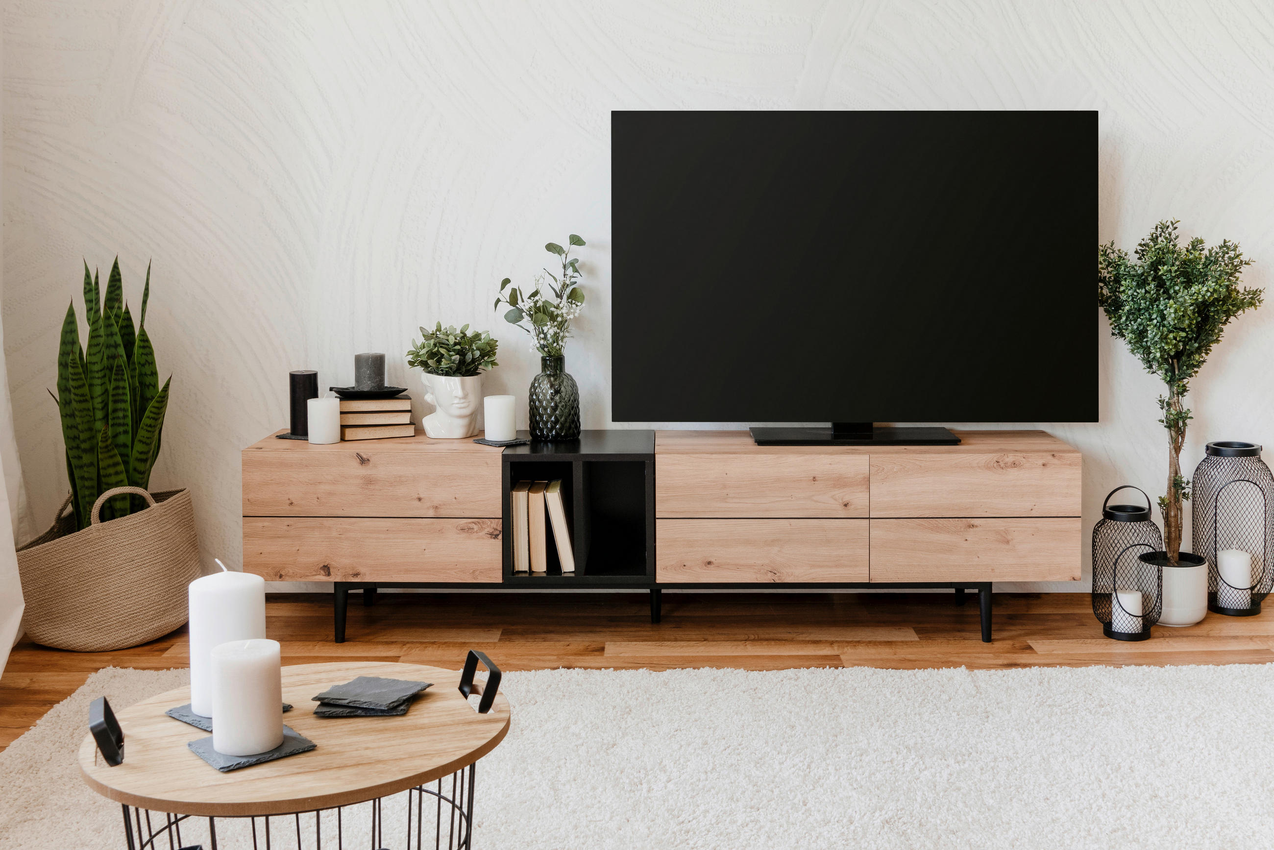 TV-ELEMENT 195/48/37 cm  - Eichefarben/Schwarz, KONVENTIONELL, Holzwerkstoff/Kunststoff (195/48/37cm) - MID.YOU