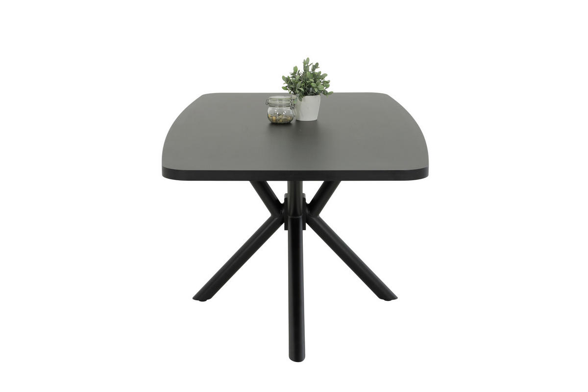 ESSTISCH 180/76/100 cm Nachbildung  Metall, Holzwerkstoff bootsförmig Schwarz  - Schwarz, MODERN, Holzwerkstoff/Metall (180/76/100cm) - P & B