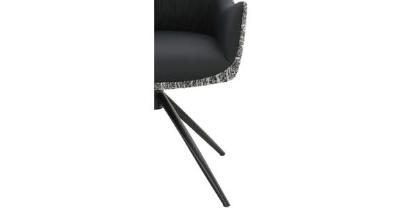 ARMLEHNSTUHL  Sitzfläche 360° drehbar, automatische Rückholfunktion Webstoff Echtleder  - Schwarz, MODERN, Leder/Textil (57/86,5/61,5cm) - Novel