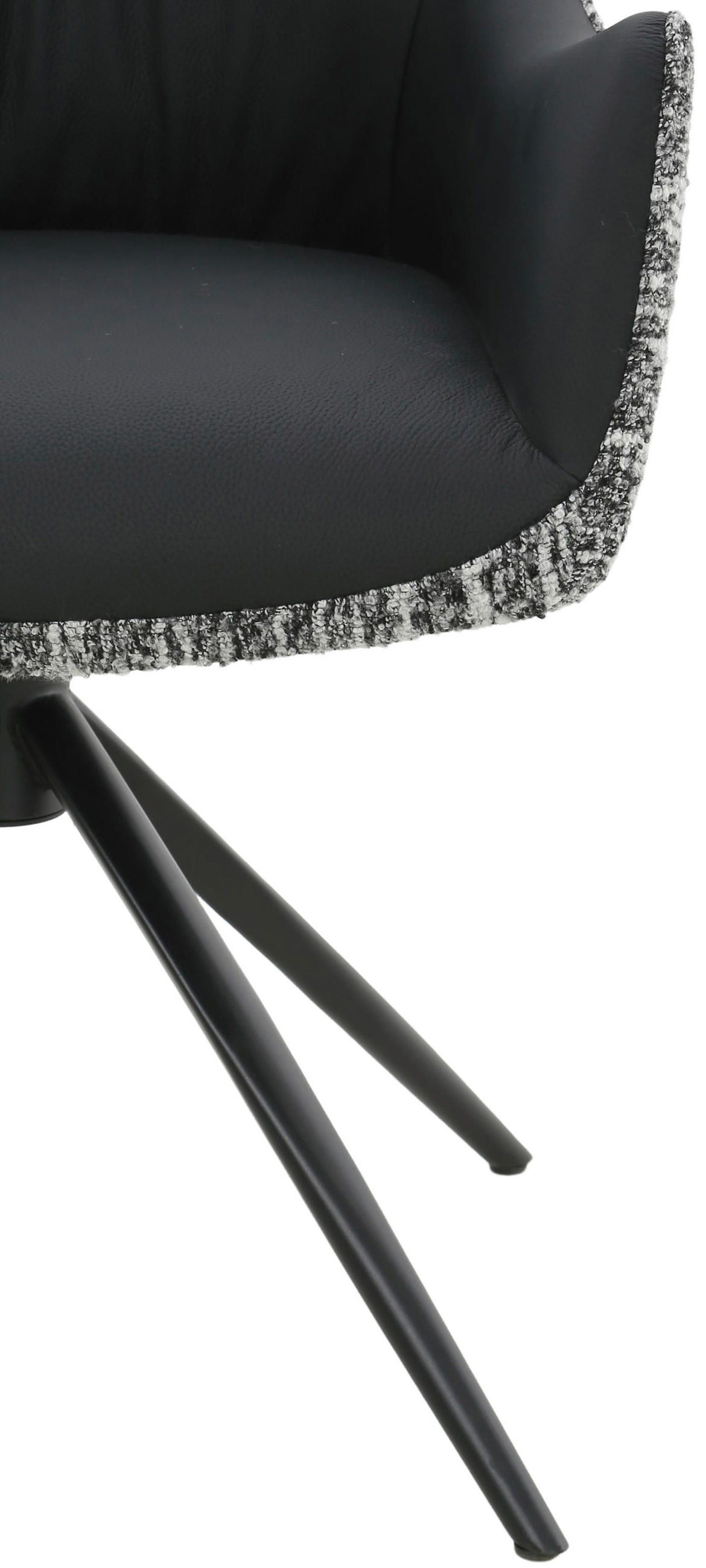 ARMLEHNSTUHL  Sitzfläche 360° drehbar, automatische Rückholfunktion Webstoff Echtleder  - Schwarz, MODERN, Leder/Textil (57/86,5/61,5cm) - Novel