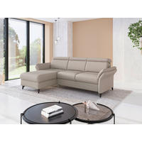 ECKSOFA 166/253 cm GLENDALE E in Flachgewebe Taupe Armteilverstellung, Kopfteilverstellung  166/253 cm  - Taupe/Schwarz, KONVENTIONELL, Textil/Metall (166/253cm) - Sit & More