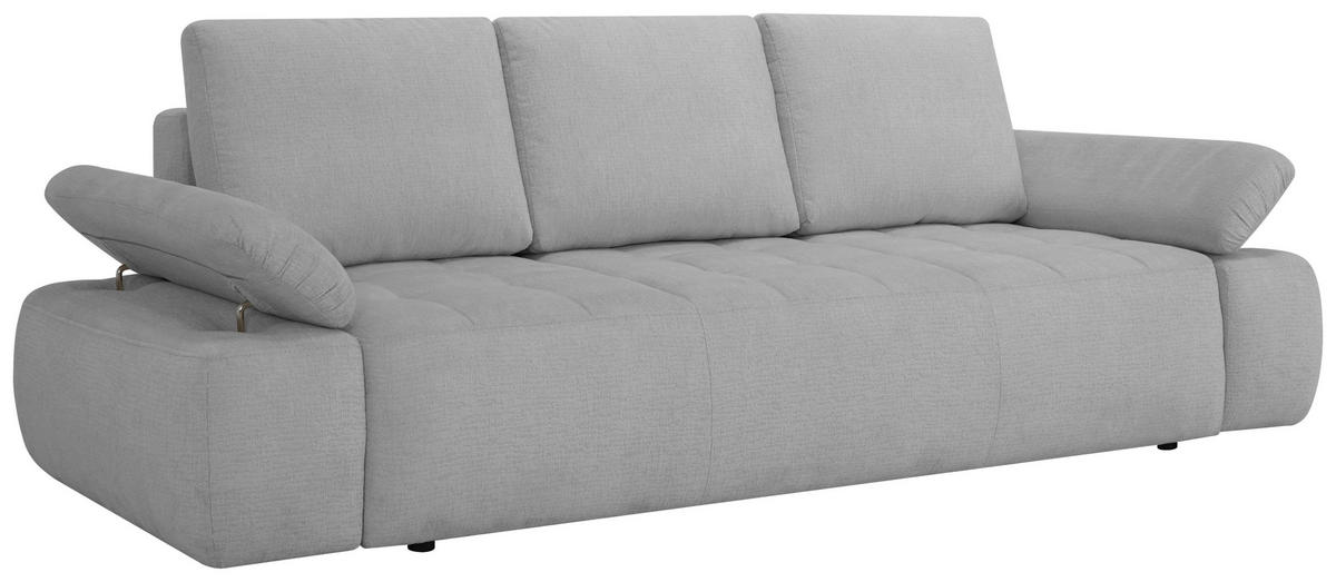 SCHLAFSOFA  mit Bettkasten erhältlich, Bettfunktion erhältlich Chenille, Jacquard Hellgrau  - Hellgrau/Schwarz, Design, Kunststoff/Textil (255/89/109cm) - MID.YOU