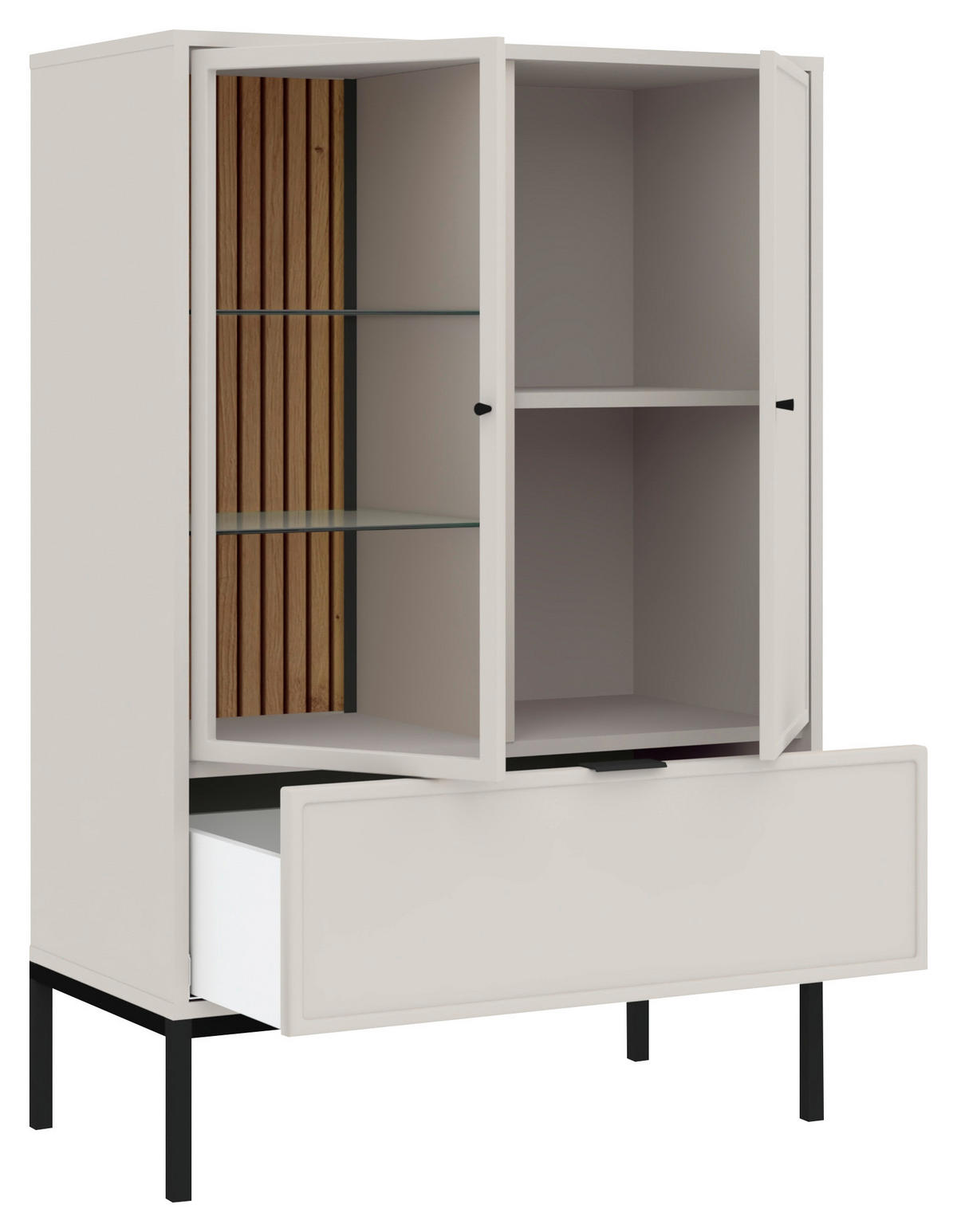 VITRINE  in Schwarz, Kaschmir  - Kaschmir/Schwarz, Design, Glas/Holzwerkstoff (76/115,5/40cm) - MID.YOU