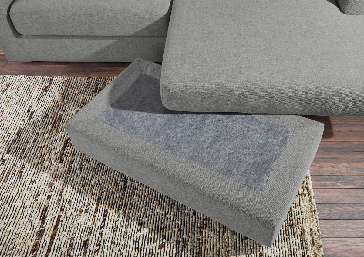 ECKSOFA in Flachgewebe Grau  - Schwarz/Grau, Design, Kunststoff/Textil (235/175cm) - home24