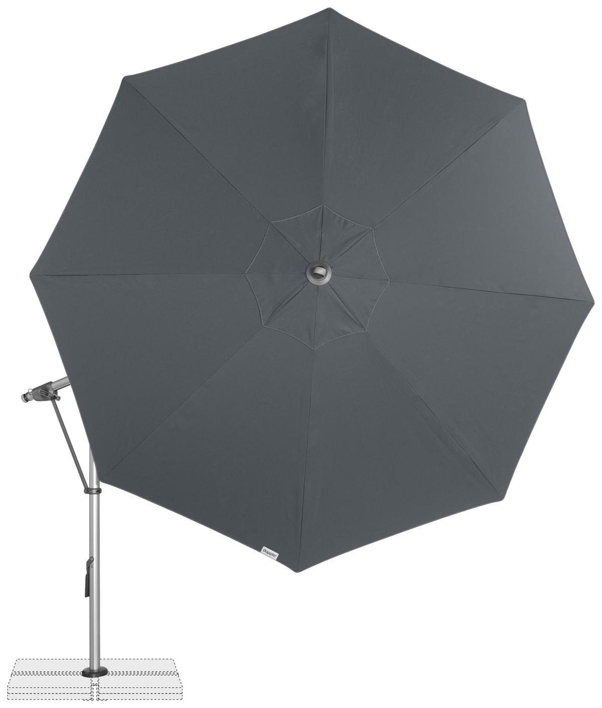 AMPELSCHIRM 350 cm Anthrazit  - Anthrazit/Silberfarben, Basics, Textil/Metall (350/350cm) - Doppler