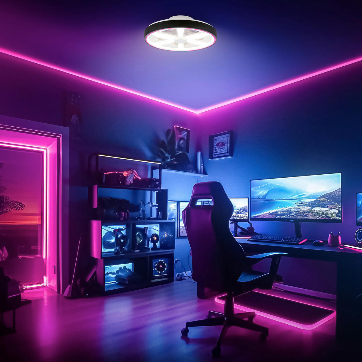 DECKENVENTILATOR 48./15 cm   - Schwarz/Weiß, Design, Kunststoff (48./15cm)