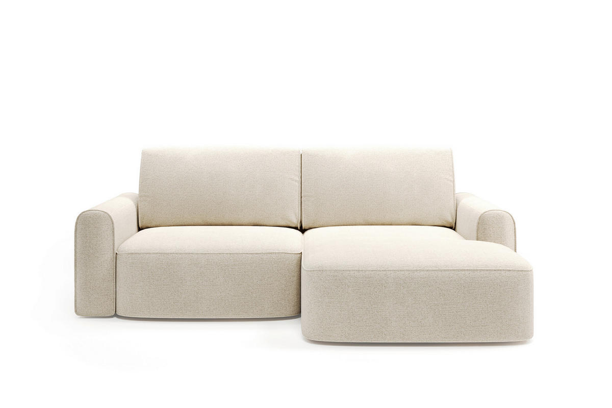 ECKSOFA PIEMONTE Beige Chenille Rückenkissen, Bettkasten, Schlaffunktion  - Beige/Schwarz, MODERN, Holz/Kunststoff (250/92cm) - Livetastic