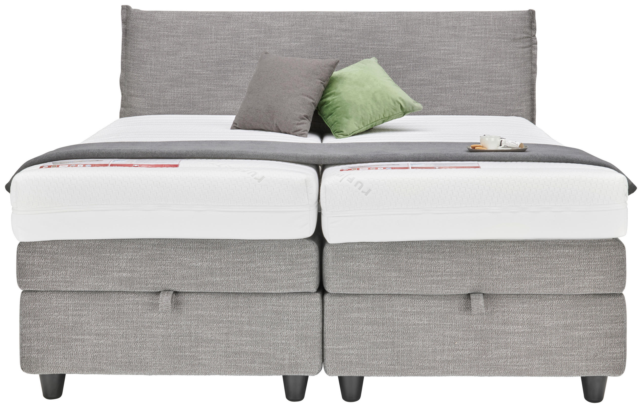 BOXSPRINGBETT 180/200 cm  in Anthrazit  - Anthrazit/Schwarz, Konventionell, Kunststoff/Textil (180/200cm) - RUF Betten