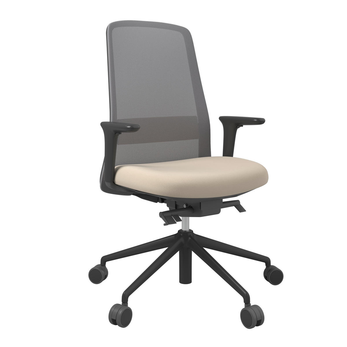 DREHSTUHL Grau, Schwarz, Beige  - Beige/Schwarz, MODERN, Kunststoff/Textil (70/103-115/70cm)