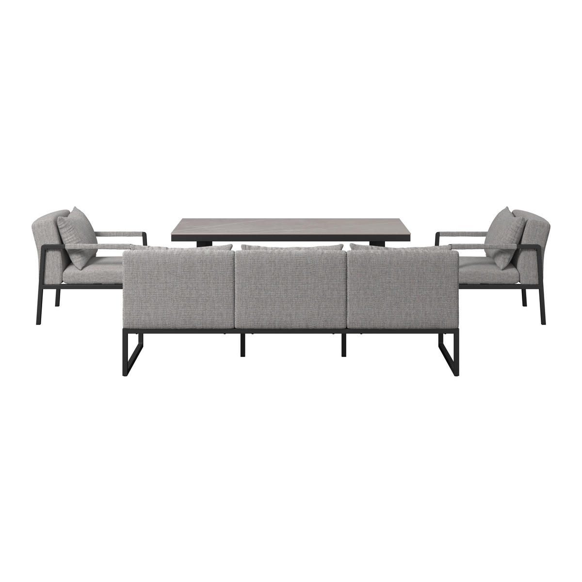 LOUNGEGARNITUR 4-teilig   210/80/86 cm Aluminium  - Anthrazit/Grau, LIFESTYLE, Stein/Textil (210/80/86cm) - Ambia Garden