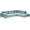 ECKSOFA Salbeigrün Flachgewebe  - Chromfarben/Salbeigrün, KONVENTIONELL, Textil/Metall (282/224cm) - Hom`in
