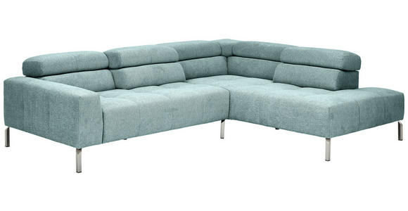 ECKSOFA Salbeigrün Flachgewebe - Chromfarben/Salbeigrün, KONVENTIONELL, Textil/Metall (282/224cm) - Hom`in
