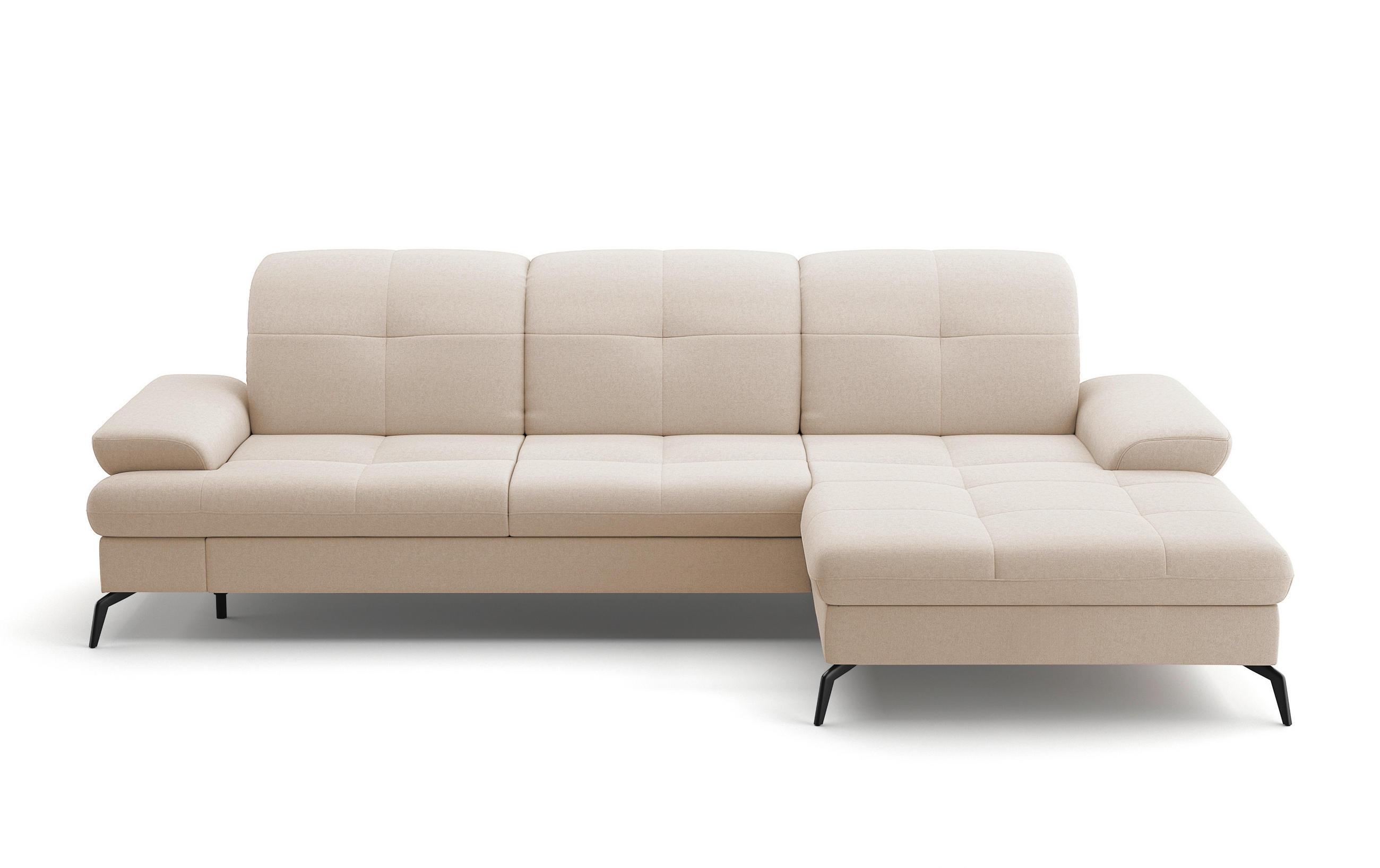 ECKSOFA in Flachgewebe Creme  279/185 cm  - Creme/Schwarz, KONVENTIONELL, Textil/Metall (279/185cm) - Sit & More