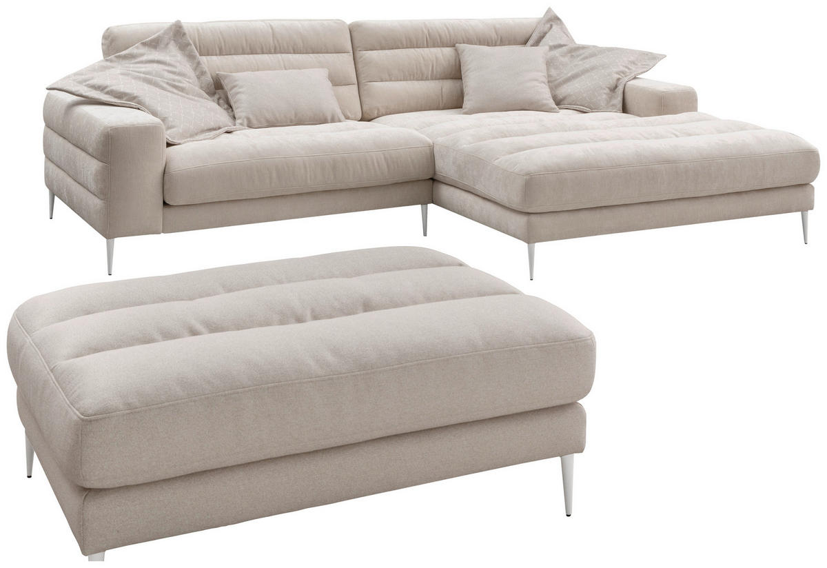 ECKSOFA  in Chenille Naturfarben  293/207 cm  - Naturfarben, Design, Textil/Metall (293/207cm) - Dieter Knoll
