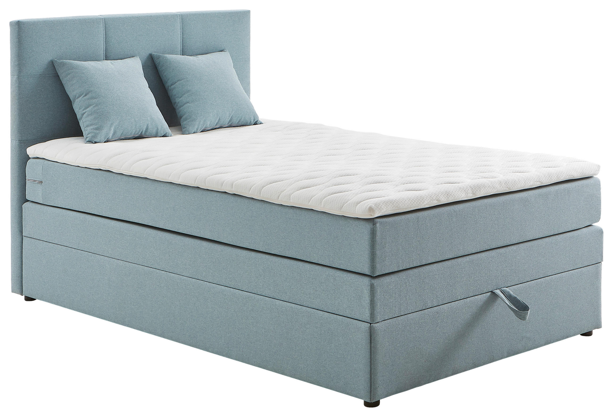 BOXSPRINGOVÁ POSTEL 90/200 cm, světle modrá - černá/světle modrá, Konvenční, textil/plast (90/200cm) - Welnova