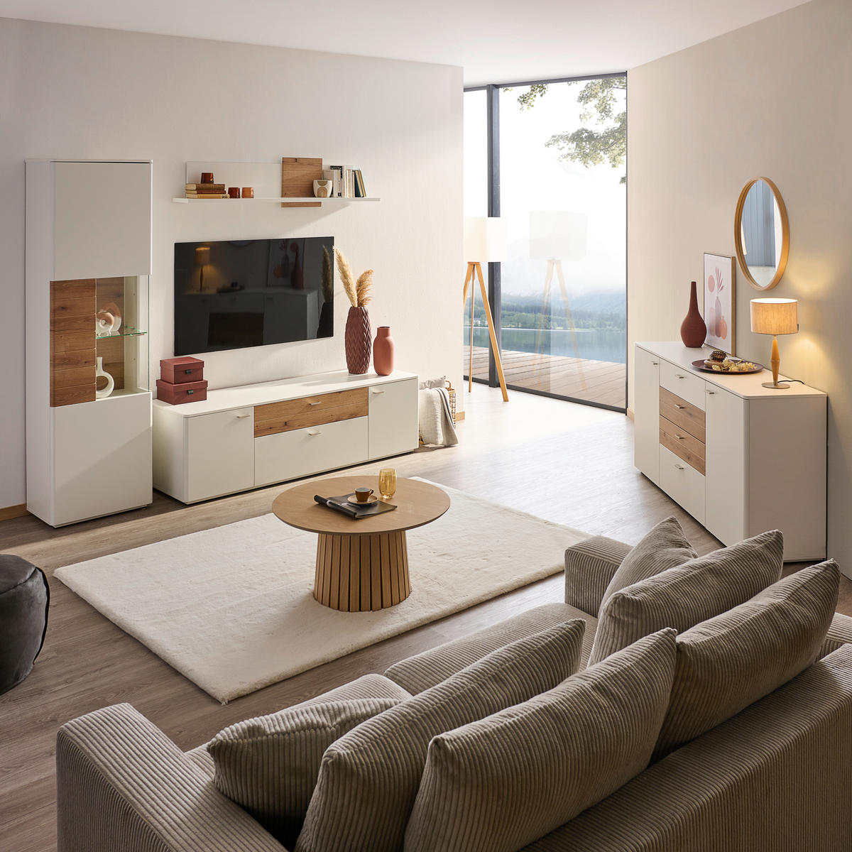 LOWBOARD  in 180/55/50 cm  - Eichefarben/Silberfarben, Design, Holzwerkstoff/Kunststoff (180/55/50cm) - Stylife