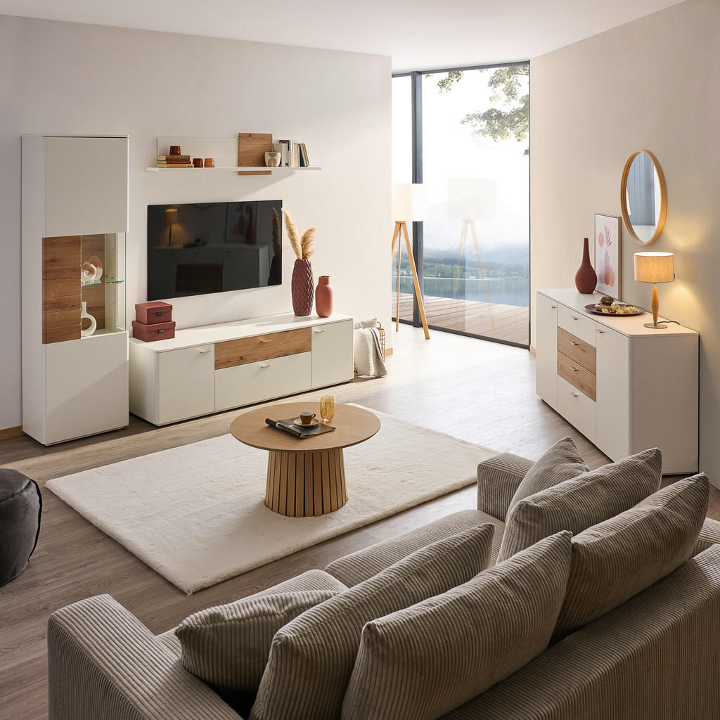 Thumbnail - Stylife Lowboard, Weiß, Eiche, Metall, 2 Fächer, 2 Schubladen, 180x55x50 cm, Beimöbel erhältlich, stehend, Wohnzimmer, W...