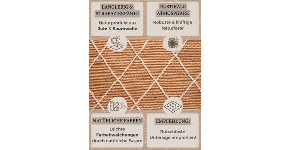 JUTETEPPICH 80/150 cm Kunu  - Sandfarben/Weiß, Basics, Textil (80/150cm) - Linea Natura