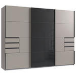 SCHWEBETÜRENSCHRANK 270/208/64 cm 3-türig Graphitfarben, Schwarz, Sahara  - Schwarz/Graphitfarben, Design, Glas/Holzwerkstoff (270/208/64cm) - Carryhome
