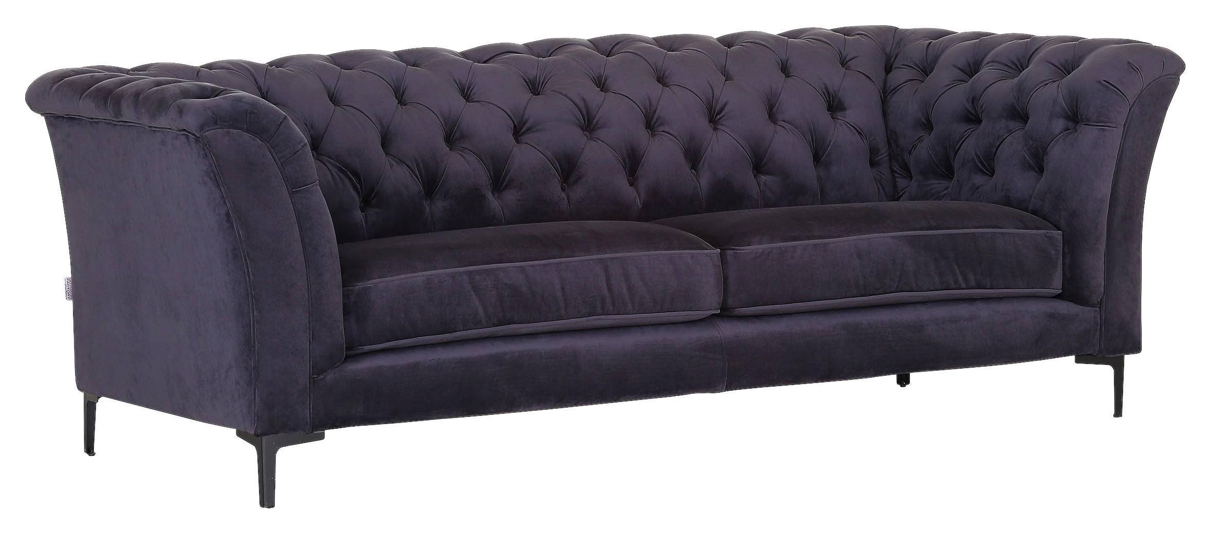 CHESTERFIELD-MEGASOFA Anthrazit Flachgewebe  - Anthrazit/Schwarz, LIFESTYLE, Textil/Metall (220/80/100cm) - Landscape