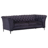 CHESTERFIELD-SOFA in Flachgewebe Anthrazit  - Anthrazit/Schwarz, Lifestyle, Textil/Metall (220/80/100cm) - Landscape