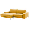 ECKSOFA  in Velours Currygelb  177/253 cm  - Currygelb/Schwarz, Design, Textil/Metall (177/253cm) - Dieter Knoll
