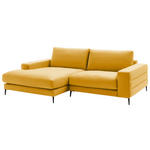 ECKSOFA  in Velours Currygelb  177/253 cm  - Currygelb/Schwarz, Design, Textil/Metall (177/253cm) - Dieter Knoll