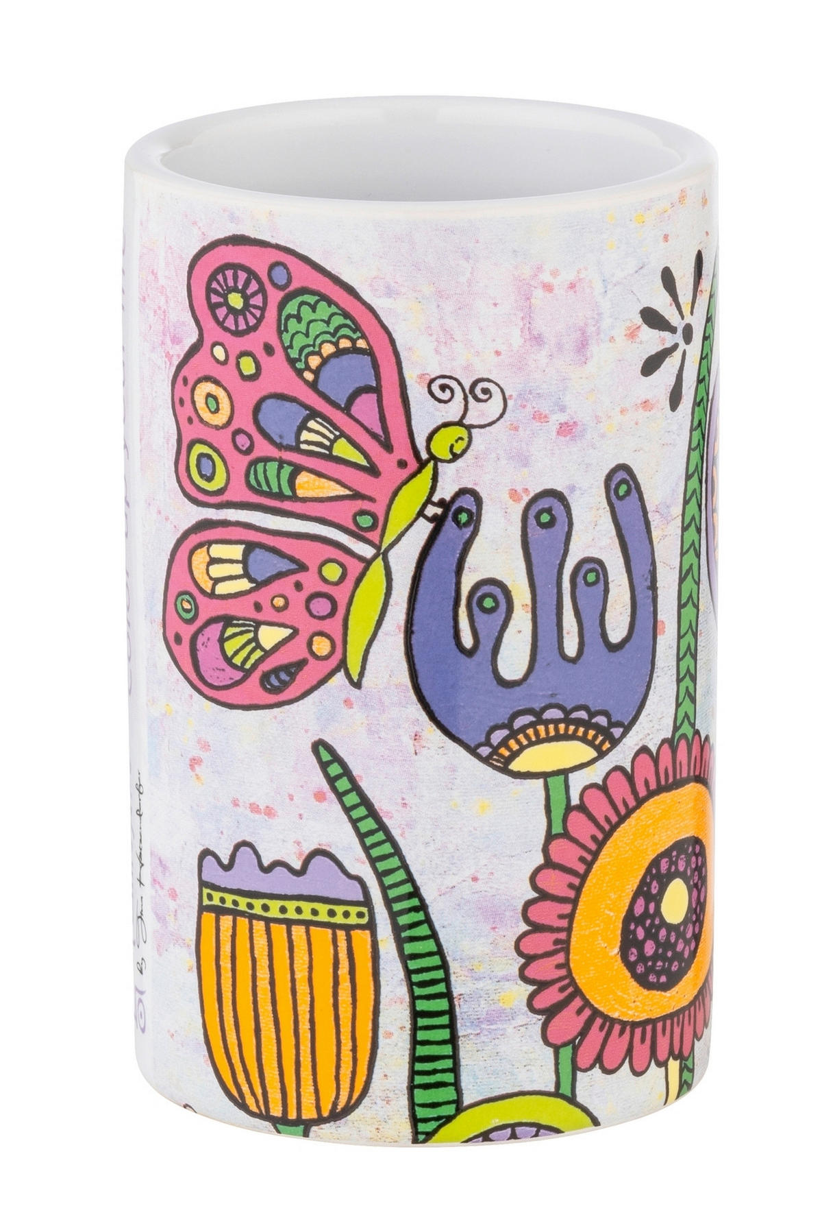 ZAHNPUTZBECHER Keramik  - Gelb/Lila, Trend, Keramik (6,5/11/6,5cm) - Wenko