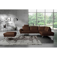 ECKSOFA Echtleder Dunkelbraun  - Chromfarben/Dunkelbraun, Design, Leder/Metall (273/250cm) - Livetastic