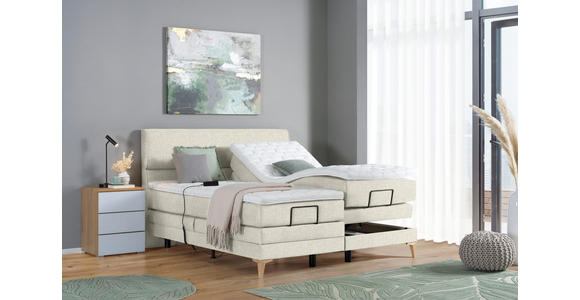 BOXSPRINGBETT 180/200 cm  in Creme  - Eichefarben/Creme, KONVENTIONELL, Holz/Textil (180/200cm) - Voleo