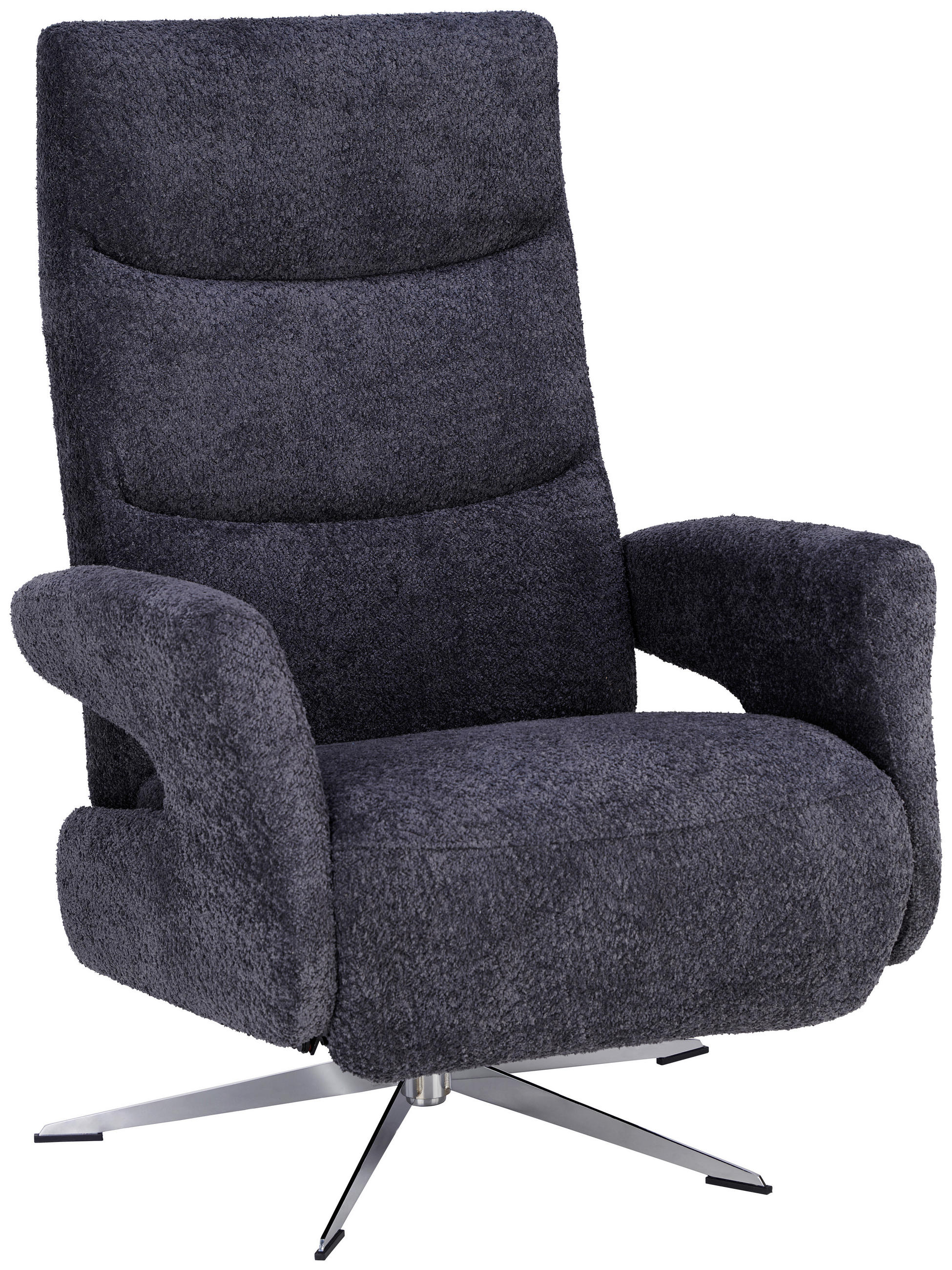 RELAXSESSEL Teddystoff Relaxfunktion, Fußteilverstellung    - Chromfarben/Anthrazit, Design, Textil/Metall (75/106/89cm) - Welnova
