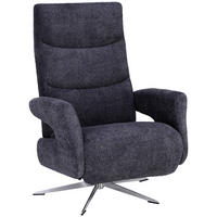 RELAXSESSEL Teddystoff Relaxfunktion, Fußteilverstellung    - Chromfarben/Anthrazit, Design, Textil/Metall (75/106/89cm) - Welnova