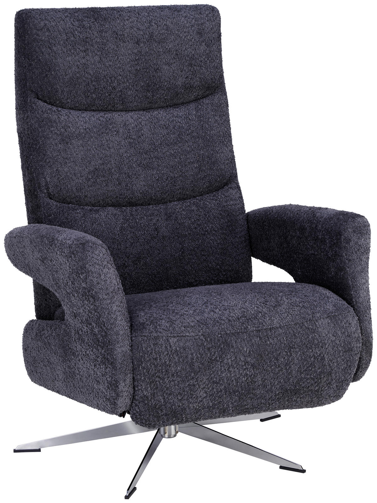 RELAXSESSEL Teddystoff Relaxfunktion, Fußteilverstellung    - Chromfarben/Anthrazit, Design, Textil/Metall (75/106/89cm) - Welnova