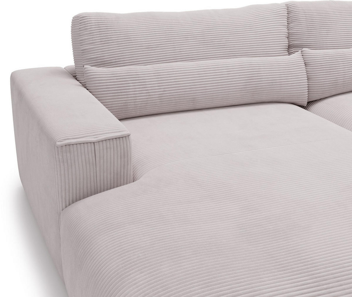ECKSOFA Felicia Beige Cord  - Beige/Schwarz, Design, Kunststoff/Textil (187/267cm) - Stylife