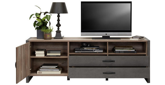 TV-ELEMENT Kieferfarben, Dunkelgrau  - Dunkelgrau/Schwarz, Trend, Holzwerkstoff/Kunststoff (189,5/67,8/43,1cm) - Carryhome