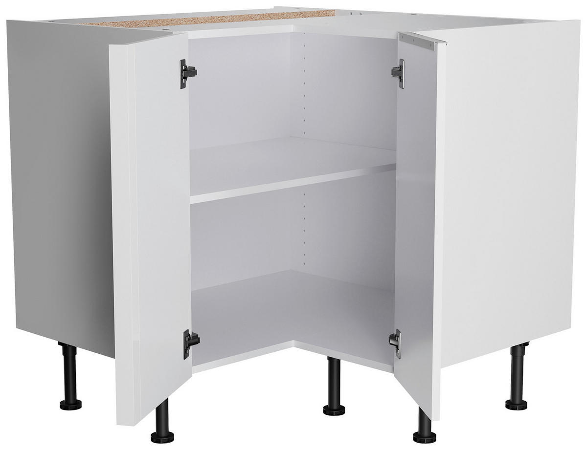 ECKKÜCHE 270/200 cm  in Weiß, Weiß Hochglanz  - Edelstahlfarben/Weiß Hochglanz, Basics, Holzwerkstoff/Metall (270/200cm) - Optifit