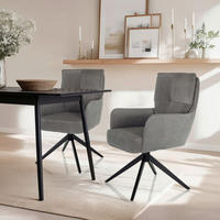 ARMLEHNSTUHL  Sitzfläche 180° drehbar Cord  - Schwarz/Grau, MODERN, Textil/Metall (58/94/60cm) - MID.YOU