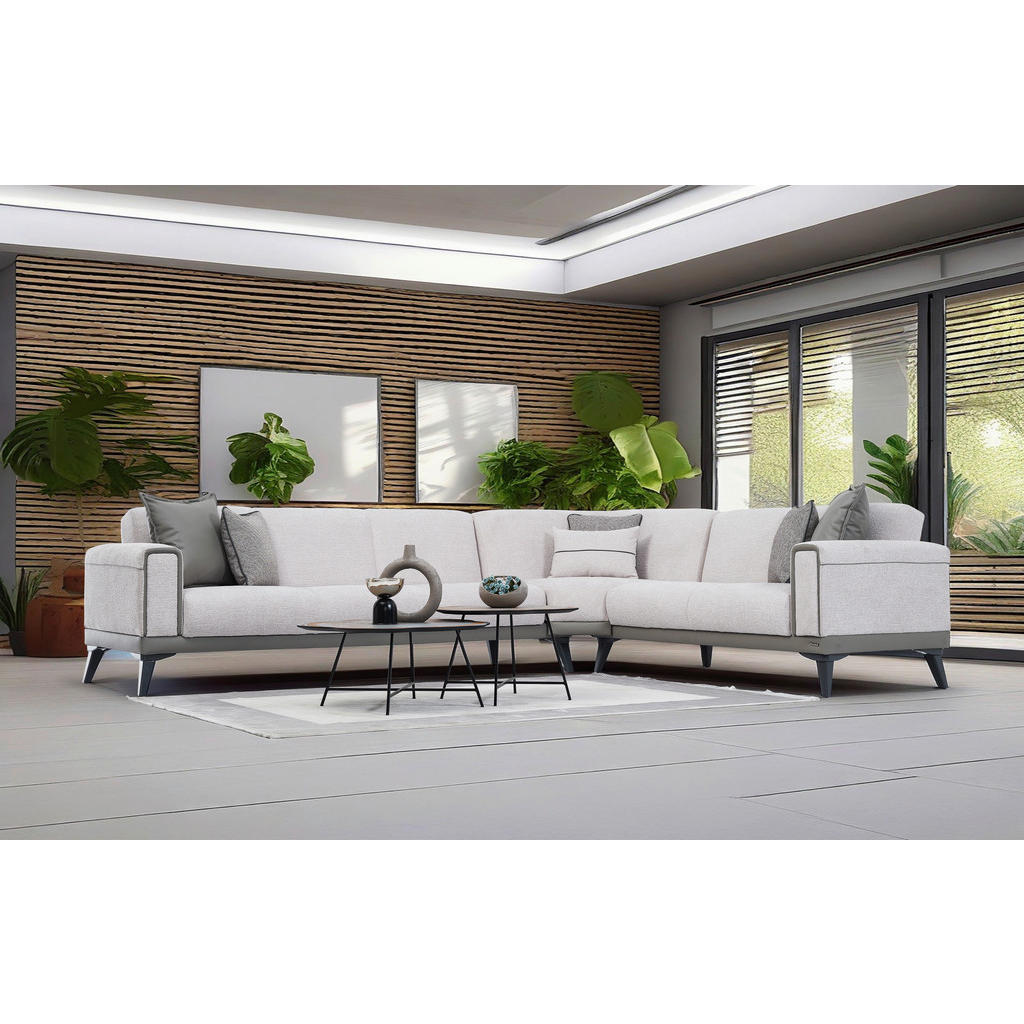 Thumbnail - Livetastic Ecksofa, Grau, Textil, Buche, massiv, 6-Sitzer, Füllung: Schaumstoffflocken,Schaumstoffflocken,Schaumstoffflo...