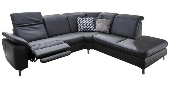WOHNLANDSCHAFT in Leder Anthrazit - Chromfarben/Anthrazit, KONVENTIONELL, Leder/Metall (289/242cm) - Cantus