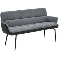 SITZBANK 162/88/63 cm Lederlook, Webstoff Grau, Schwarz  - Schwarz/Grau, MODERN, Textil/Metall (162/88/63cm) - Livetastic