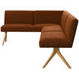 ECKBANK 172/218 cm Webstoff Haselnussfarben Eiche vollmassiv   - Eichefarben/Haselnussfarben, KONVENTIONELL, Holz/Textil (172/218cm) - Linea Natura