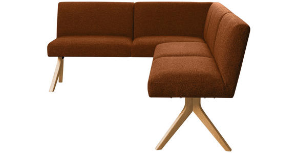 ECKBANK 172/218 cm Webstoff Haselnussfarben Eiche vollmassiv   - Eichefarben/Haselnussfarben, KONVENTIONELL, Holz/Textil (172/218cm) - Linea Natura