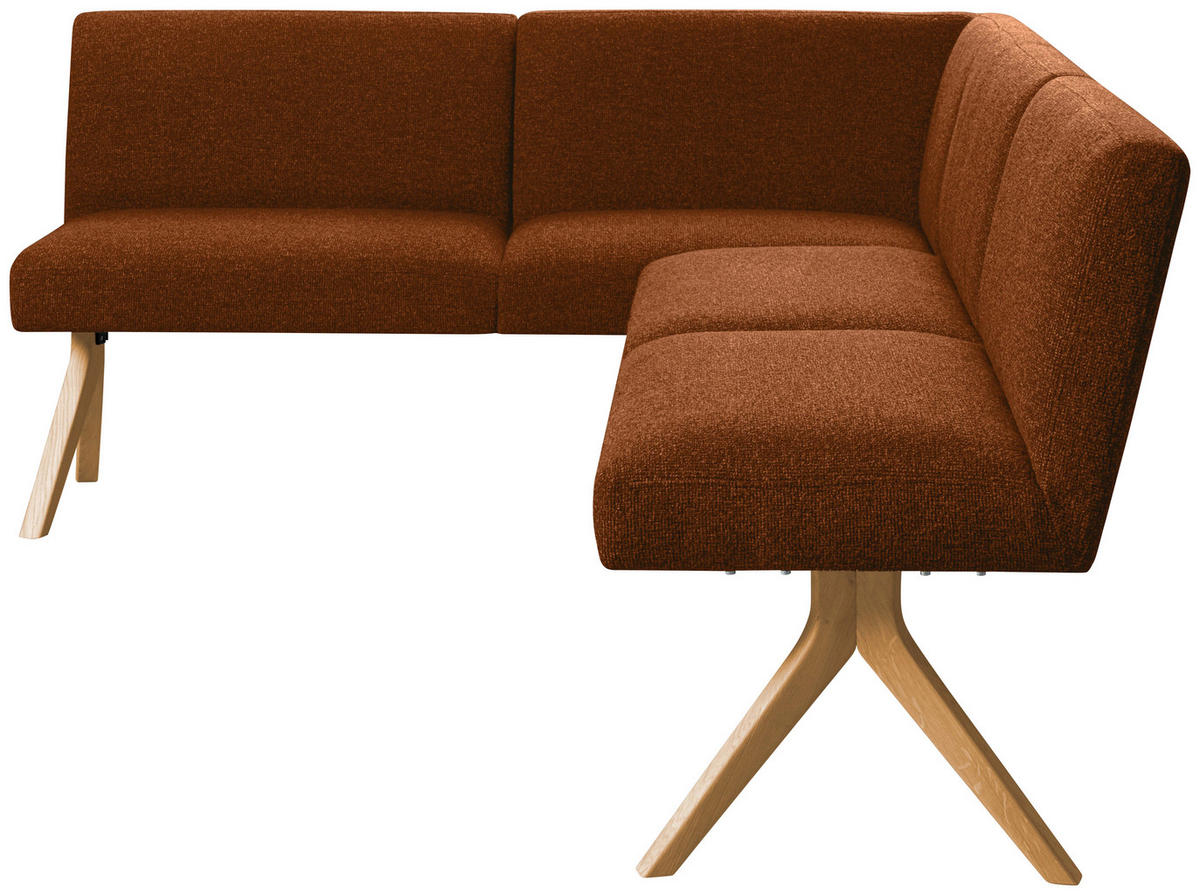 ECKBANK 172/218 cm Webstoff Haselnussfarben Eiche vollmassiv   - Eichefarben/Haselnussfarben, KONVENTIONELL, Holz/Textil (172/218cm) - Linea Natura