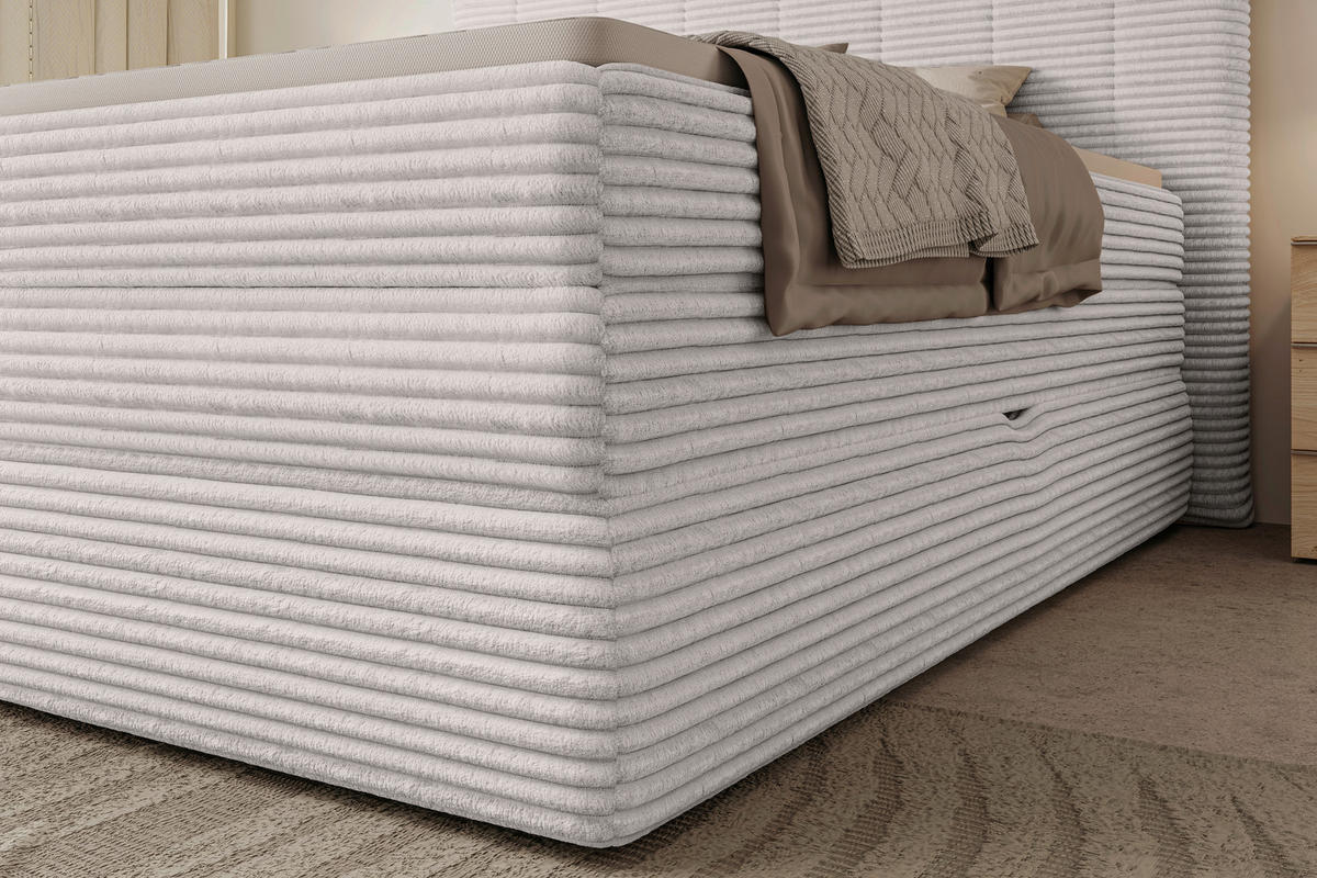 BOXSPRINGBETT 180/200 cm  in Naturfarben  - Schwarz/Naturfarben, Design, Kunststoff/Textil (180/200cm) - Chameo