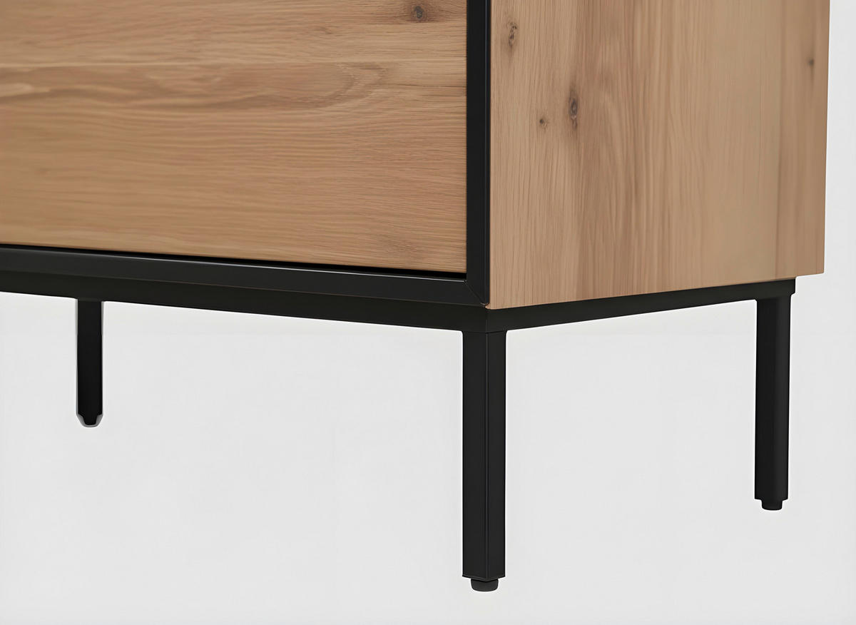 SIDEBOARD  140/90/42 cm 2 Schublade(n)  - Eichefarben/Schwarz, LIFESTYLE, Holzwerkstoff/Metall (140/90/42cm) - Novel