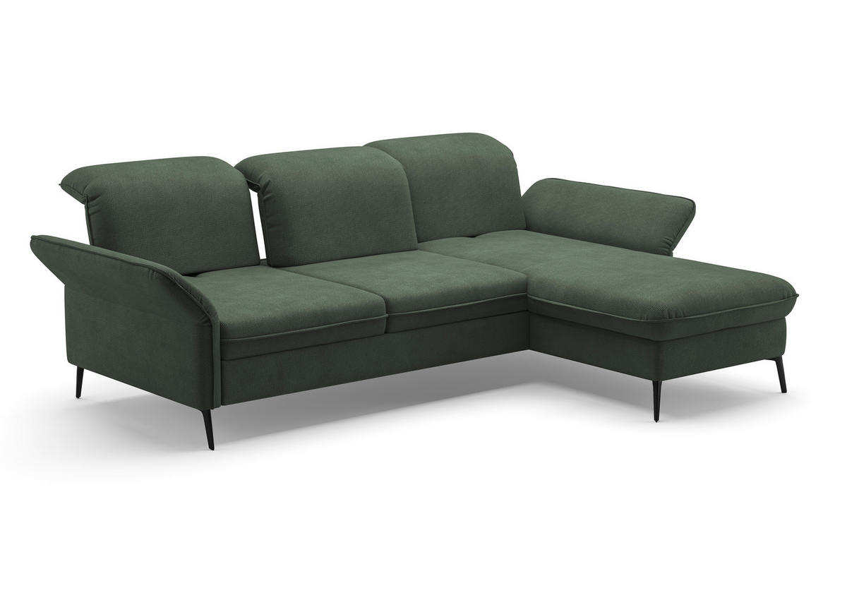ECKSOFA in Flachgewebe Grün  - Schwarz/Grün, Konventionell, Textil/Metall (264/198cm) - Sit & More