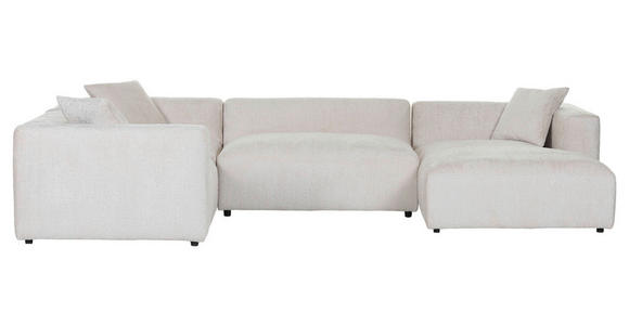 WOHNLANDSCHAFT in Chenille Creme - Creme/Schwarz, MODERN, Kunststoff/Textil (225/356/178cm) - Carryhome