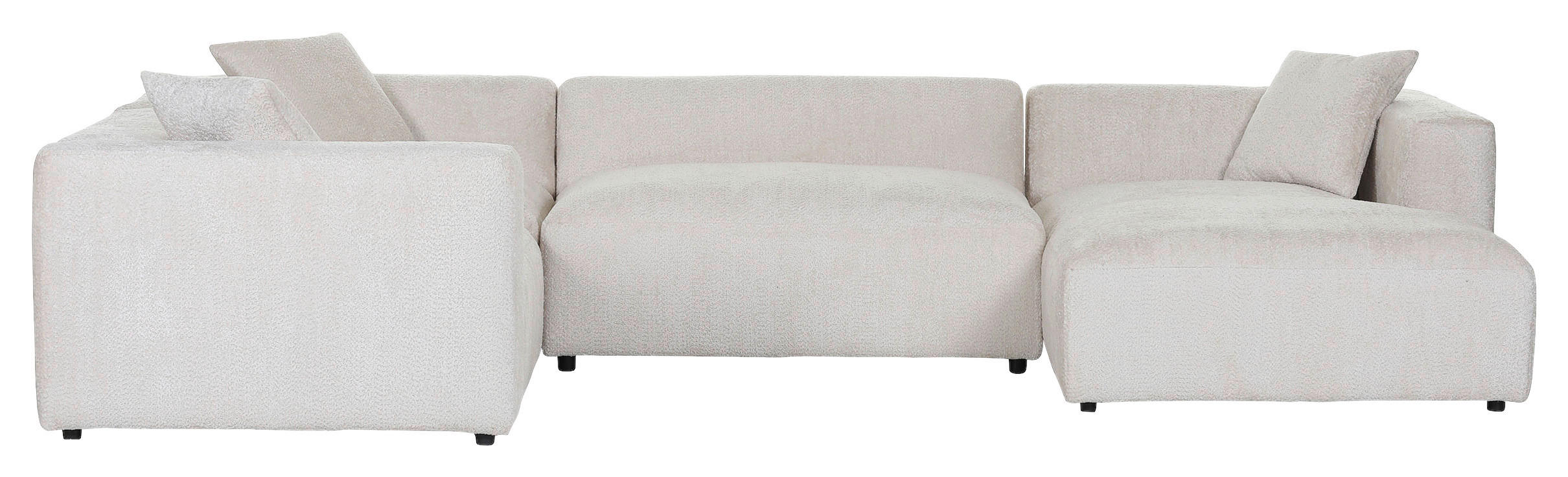 WOHNLANDSCHAFT Creme Chenille - Creme/Schwarz, MODERN, Kunststoff/Textil (225/356/178cm) - Carryhome