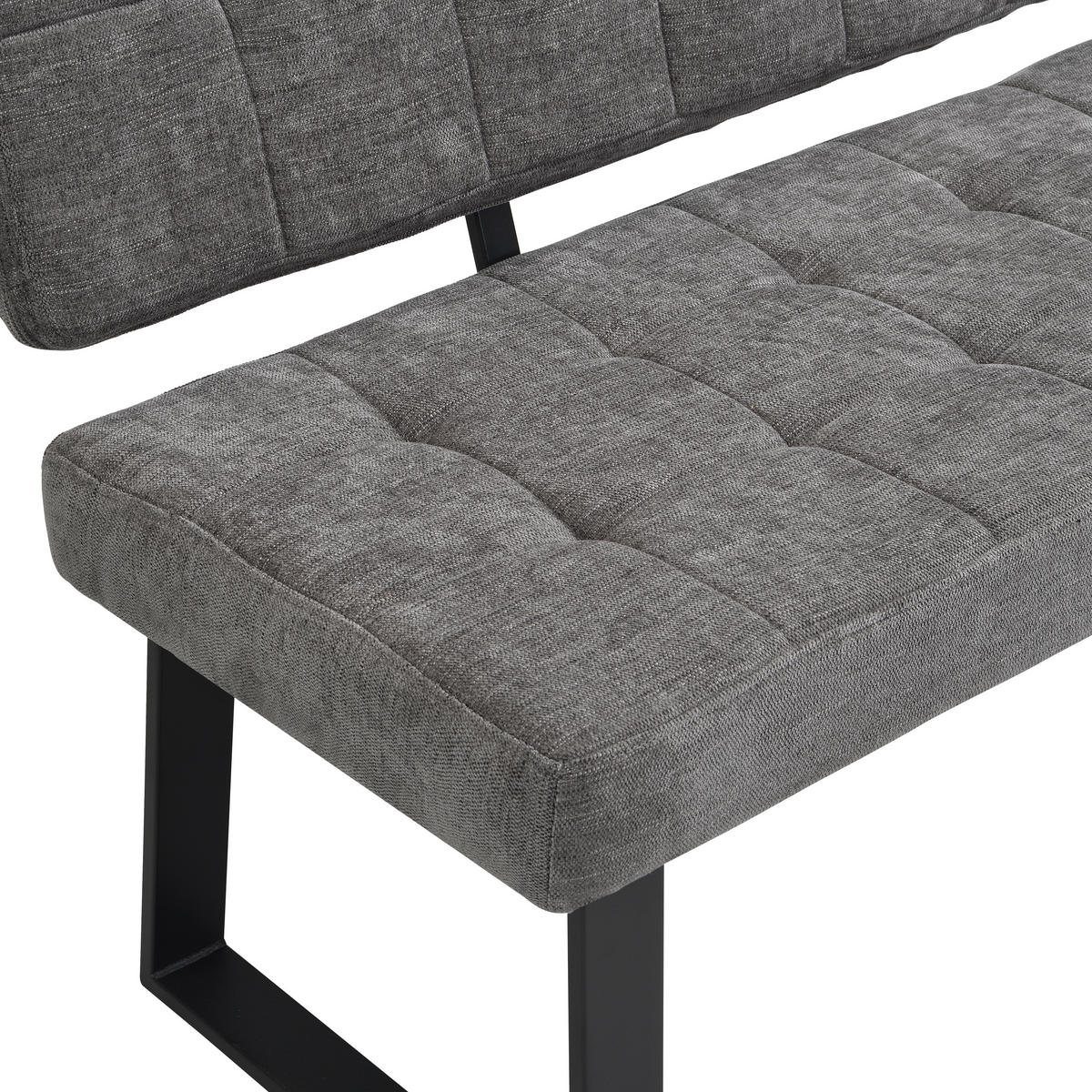 SITZBANK in Metall, Textil Hellgrau  - Hellgrau/Schwarz, MODERN, Textil/Metall (160/85/56cm) - Livetastic