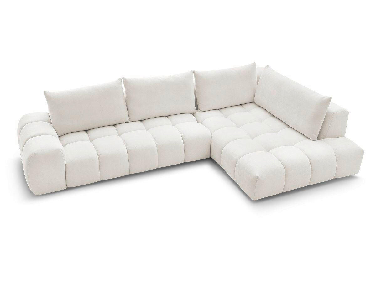 ECKSOFA Ottomane links  EVEREST Weiß Struktur  - Schwarz/Weiß, MODERN, Kunststoff/Textil (352/210cm) - Livetastic